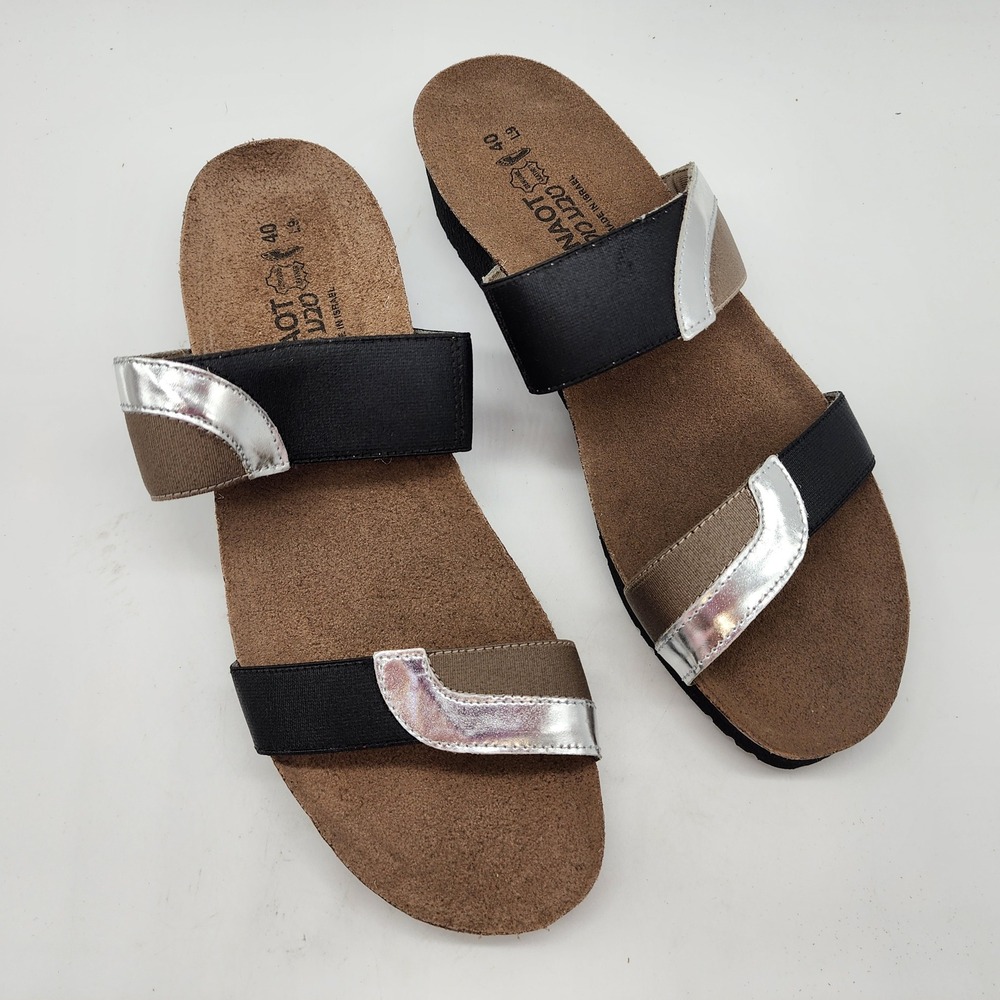 Naot Frankie Slide Sandals Women's Size 40 US 9 Black Silver Strappy Comfort
